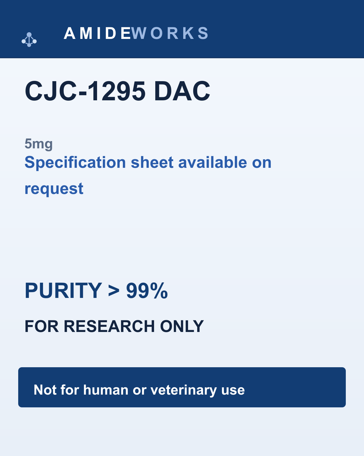 CJC-1295 DAC (5mg) — product label, purity above 99%, research use only