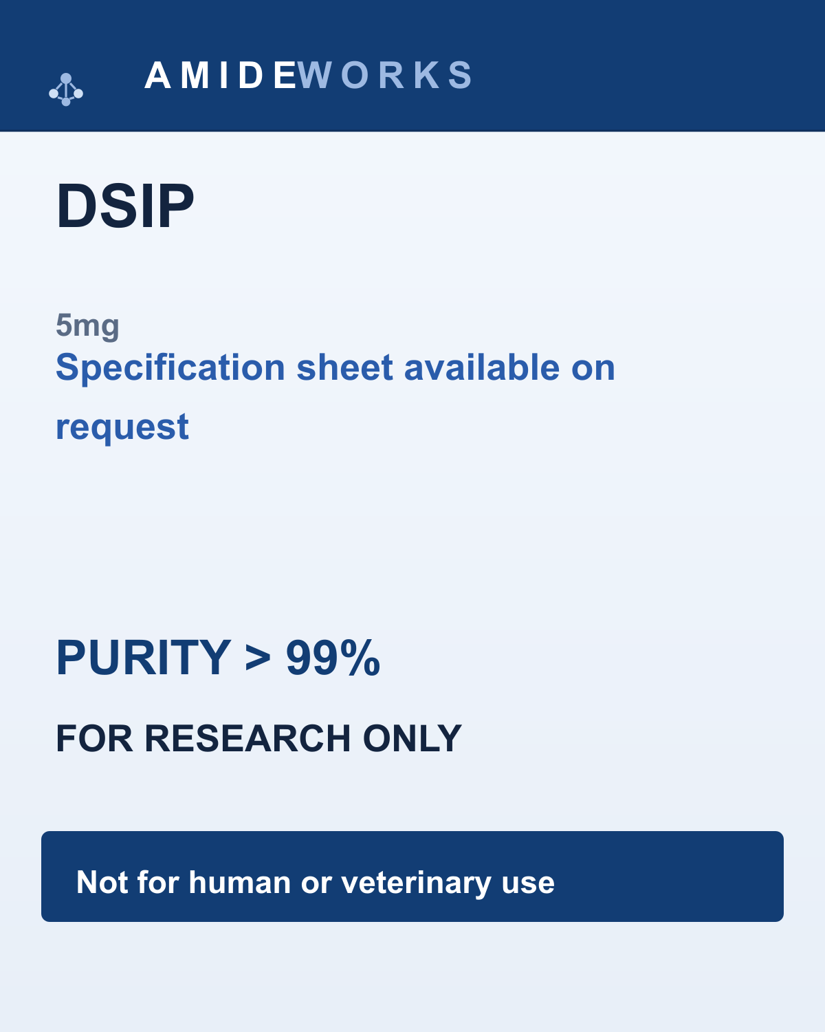 DSIP (5mg) — product label, purity above 99%, research use only