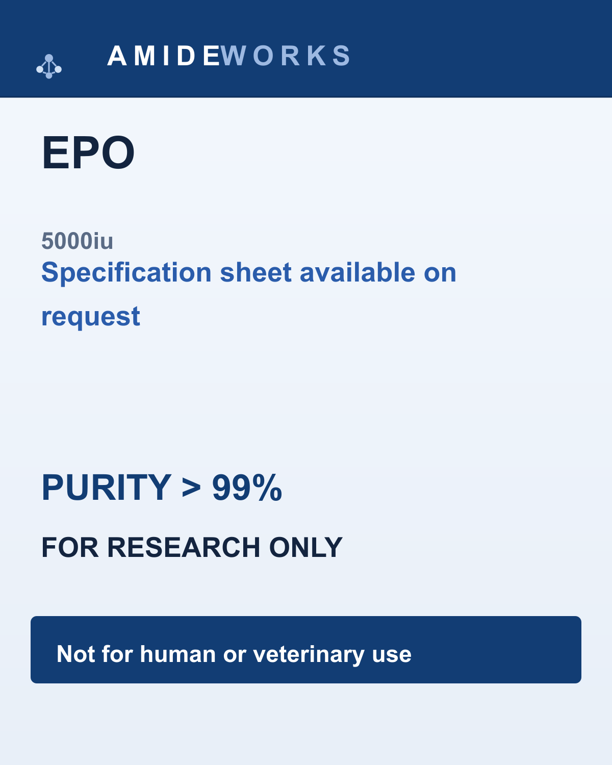 EPO (5000iu) — product label, purity above 99%, research use only