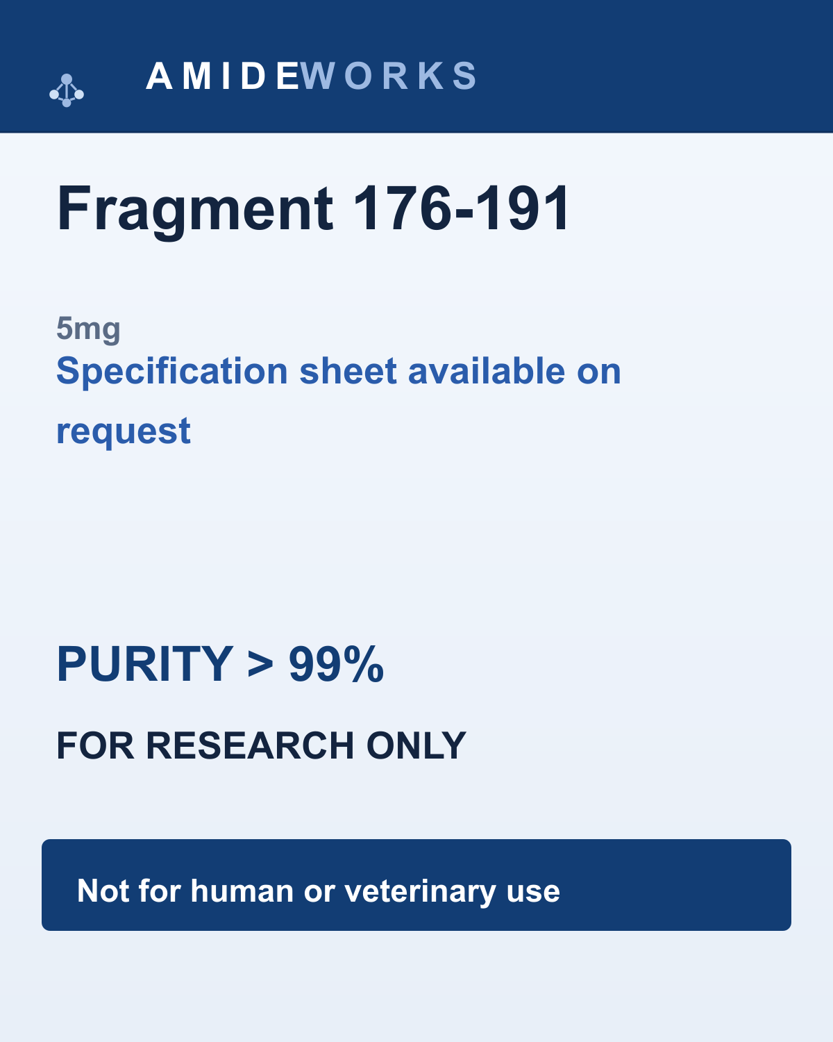 Fragment 176-191 (5mg) — product label, purity above 99%, research use only