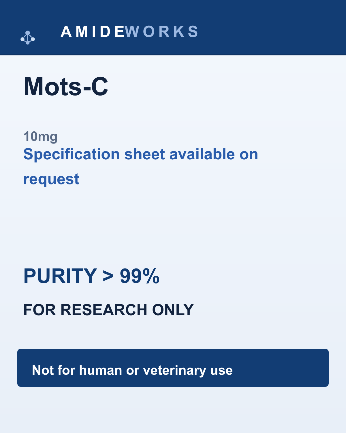 Mots-C (10mg) — product label, purity above 99%, research use only